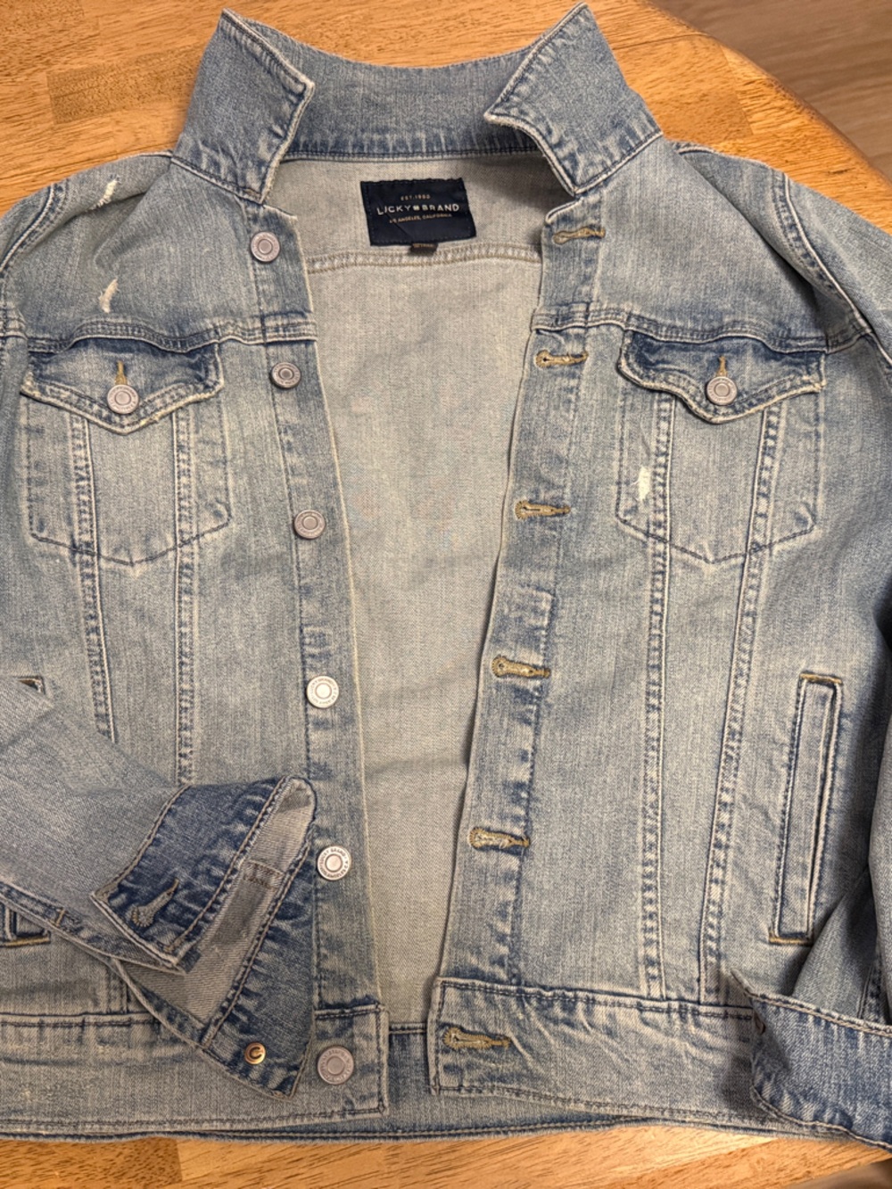 Lucky Brand Washed Blue Denim Trucker Jacket